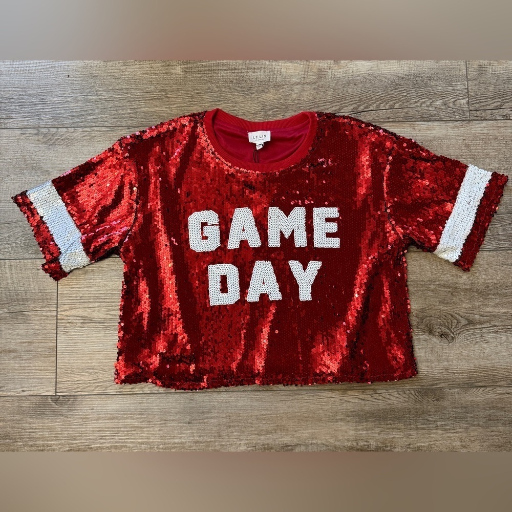 Le Lis Red Sequin Crop Top